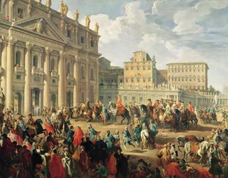 Charles de Bourbon besucht Papst Benedikt XIV. in St. Peter, Rom, 1745